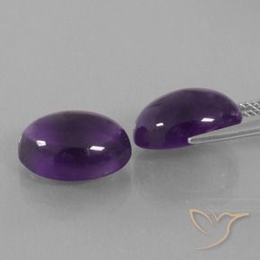 Pedras preciosas de Ametista Violeta Médio-claro natural de 13.08 ct, oval, Transparente