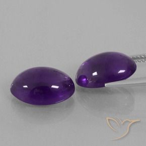 Pedras preciosas de Ametista Violeta médio natural de 10.89 ct, oval, Transparente