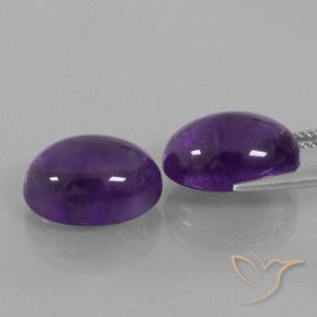 Pedras preciosas de Ametista Violeta médio natural de 14.31 ct, oval, Transparente