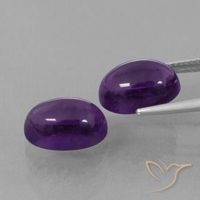 Pedras preciosas de Ametista Violeta médio natural de 9.85 ct, oval, Transparente