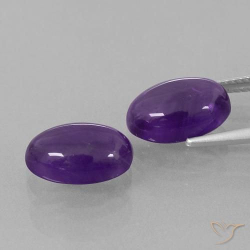 Pedras preciosas de Ametista Violeta médio natural de 7.25 ct, oval, Transparente