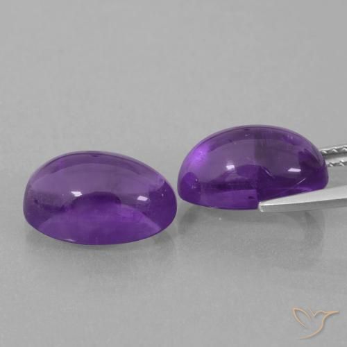 Pedras preciosas de Ametista Violeta médio natural de 8.42 ct, oval, Transparente