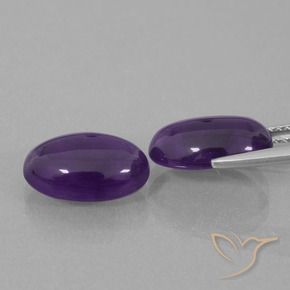 Pedras preciosas de Ametista Violeta médio natural de 6.43 ct, oval, Transparente