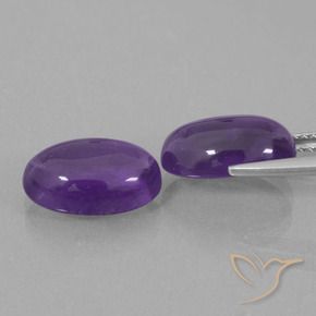 Pedras preciosas de Ametista Violeta Médio-claro natural de 7.09 ct, oval, Transparente
