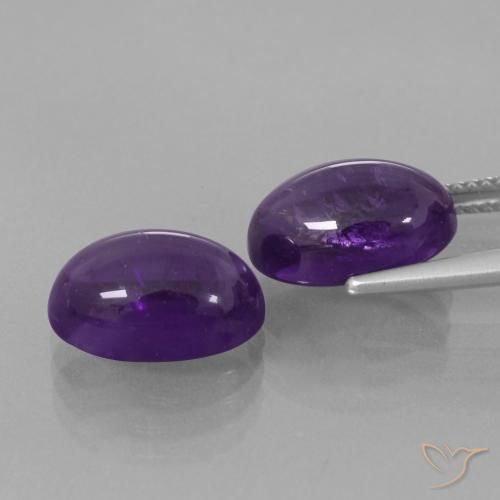 Pedras preciosas de Ametista Violeta médio natural de 8.58 ct, oval, Transparente