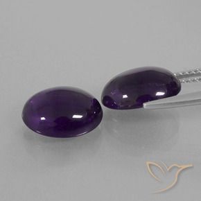Pedras preciosas de Ametista Violeta escuro natural de 6.01 ct, oval, Transparente