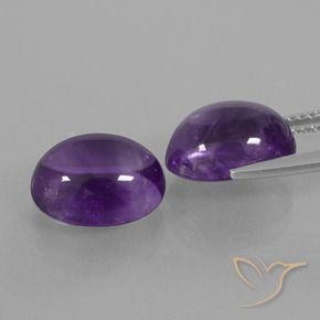 Pedras preciosas de Ametista Violeta médio natural de 7.69 ct, oval, Transparente