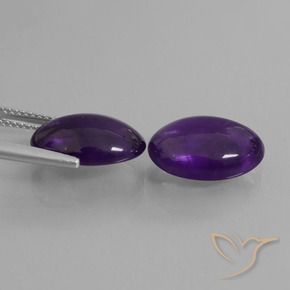 Pedras preciosas de Ametista Violeta médio natural de 10.19 ct, oval, Transparente