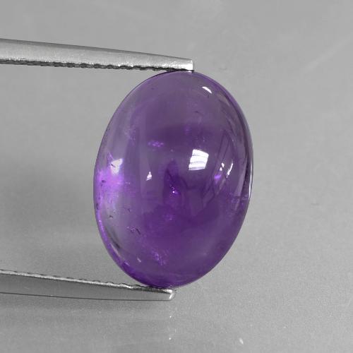 Ametista violeta médio-claro natural 6,34ct, corte oval, transparente