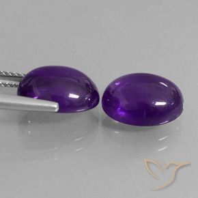 Pedras preciosas de Ametista Violeta médio natural de 7.48 ct, oval, Transparente