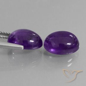 Pedras preciosas de Ametista Violeta médio natural de 7.86 ct, oval, Transparente