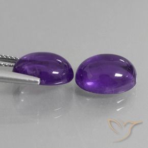 Pedras preciosas de Ametista Violeta médio natural de 7.61 ct, oval, Transparente