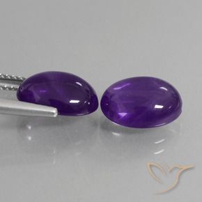 Pedras preciosas de Ametista Violeta médio natural de 6.68 ct, oval, Transparente