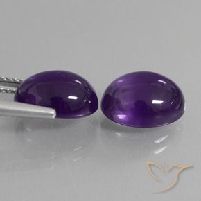 Pedras preciosas de Ametista Violeta escuro natural de 7.99 ct, oval, Transparente