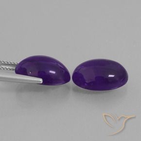 Pedras preciosas de Ametista Violeta escuro natural de 12.02 ct, oval, Transparente