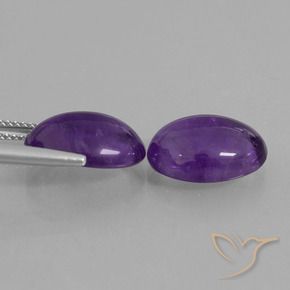 Pedras preciosas de Ametista Violeta médio natural de 10.95 ct, oval, Transparente