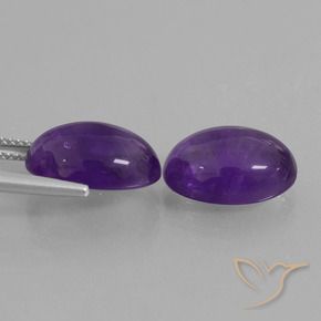 Pedras preciosas de Ametista Violeta médio natural de 12.70 ct, oval, Transparente