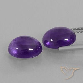 Pedras preciosas de Ametista Violeta médio natural de 6.42 ct, oval, Transparente
