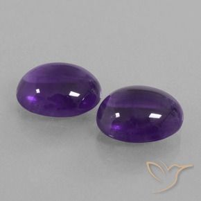 Pedras preciosas de Ametista Violeta médio natural de 6.89 ct, oval, Transparente