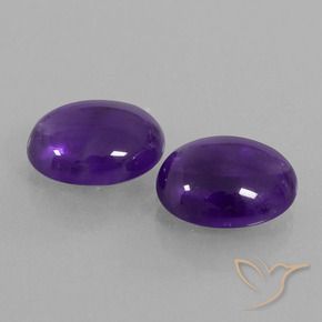 Pedras preciosas de Ametista Violeta médio natural de 6.29 ct, oval, Transparente