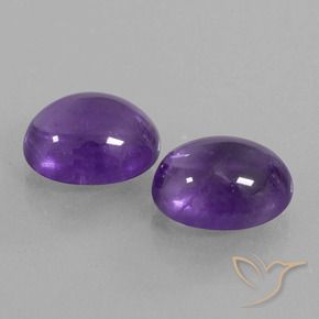 Pedras preciosas de Ametista Violeta Médio-claro natural de 7.53 ct, oval, Transparente