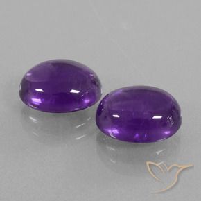 Pedras preciosas de Ametista Violeta médio natural de 5.61 ct, oval, Transparente