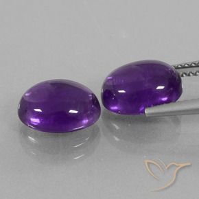 Pedras preciosas de Ametista Violeta médio natural de 5.61 ct, oval, Transparente
