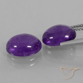 Pedras preciosas de Ametista Violeta médio natural de 5.23 ct, oval, Transparente