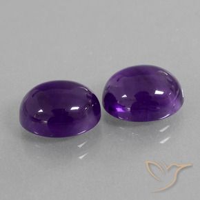 Pedras preciosas de Ametista Violeta médio natural de 6.14 ct, oval, Transparente