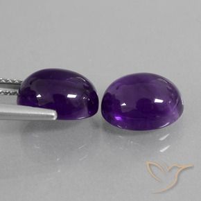 Pedras preciosas de Ametista Violeta médio natural de 6.14 ct, oval, Transparente