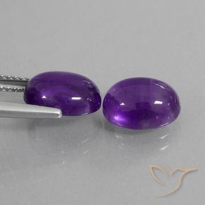 Pedras preciosas de Ametista Violeta médio natural de 5.65 ct, oval, Transparente