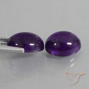 Pedras preciosas de Ametista Violeta médio natural de 6.09 ct, oval, Transparente