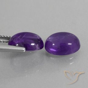 Pedras preciosas de Ametista Violeta médio natural de 5.36 ct, oval, Transparente