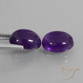 Pedras preciosas de Ametista Violeta médio natural de 5.95 ct, oval, Transparente