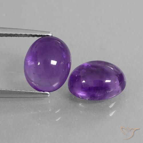 Pedras preciosas de Ametista Violeta Médio-claro natural de 5.80 ct, Corte Oval, Transparente