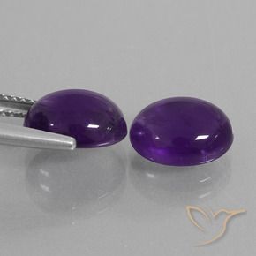 Pedras preciosas de Ametista Violeta médio natural de 5.55 ct, oval, Transparente
