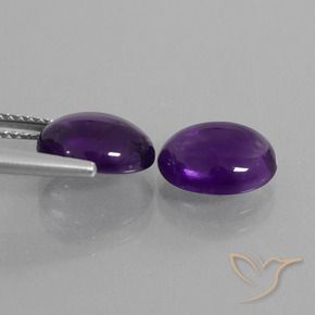 Pedras preciosas de Ametista Violeta escuro natural de 4.65 ct, oval, Transparente