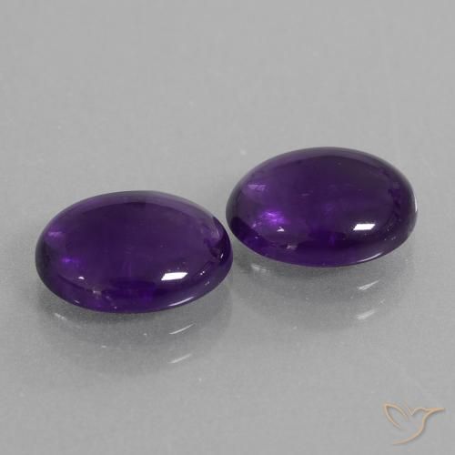 Pedras preciosas de Ametista Violeta médio natural de 4.10 ct, oval, Transparente