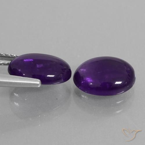 Pedras preciosas de Ametista Violeta médio natural de 4.10 ct, oval, Transparente