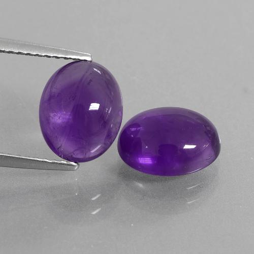 Pedras preciosas de Ametista Violeta médio natural de 5.38 ct, Corte Oval, Transparente