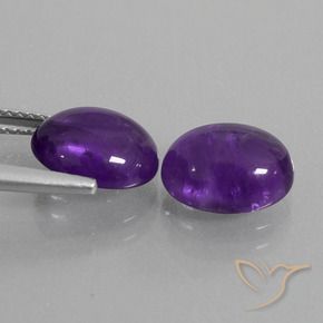 Pedras preciosas de Ametista Violeta médio natural de 5.52 ct, oval, Transparente