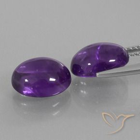 Pedras preciosas de Ametista Violeta médio natural de 5.60 ct, oval, Transparente