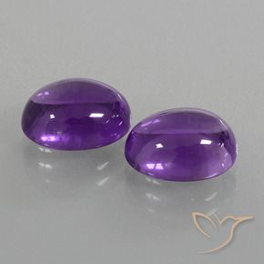 Pedras preciosas de Ametista Violeta Médio-claro natural de 5.96 ct, oval, Transparente