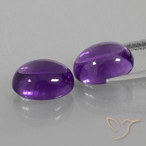 Pedras preciosas de Ametista Violeta Médio-claro natural de 5.96 ct, oval, Transparente
