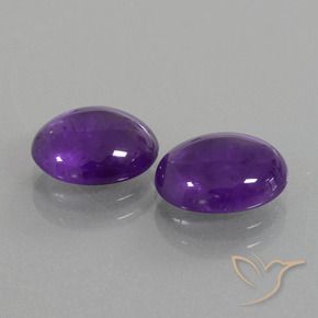 Pedras preciosas de Ametista Violeta Médio-claro natural de 4.43 ct, oval, Transparente