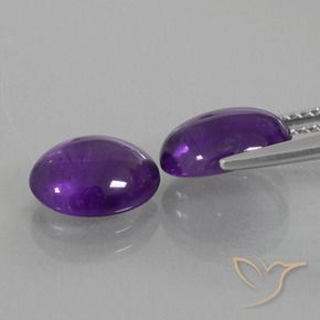 Pedras preciosas de Ametista Violeta Médio-claro natural de 4.43 ct, oval, Transparente