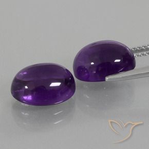 Pedras preciosas de Ametista Violeta médio natural de 6.22 ct, oval, Transparente