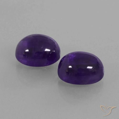 Pedras preciosas de Ametista Violeta escuro natural de 6.97 ct, oval, Transparente
