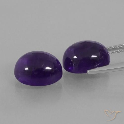 Pedras preciosas de Ametista Violeta escuro natural de 6.97 ct, oval, Transparente