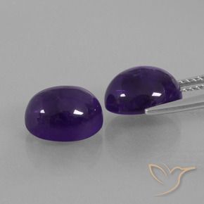 Pedras preciosas de Ametista Violeta Profundo natural de 6.65 ct, oval, Transparente
